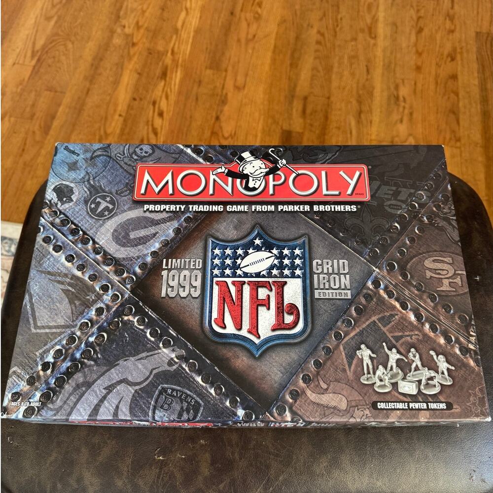 Vintage 1999 Monopoly Limited NFL Grid Iron Edition Football